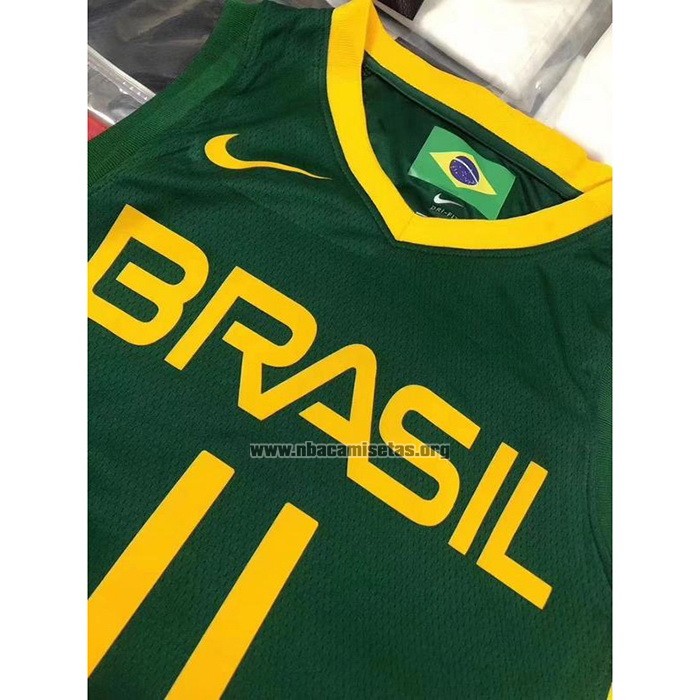 Camiseta Brasil Anderson Varejao NO 11 2019 FIBA Baketball World Cup Verde